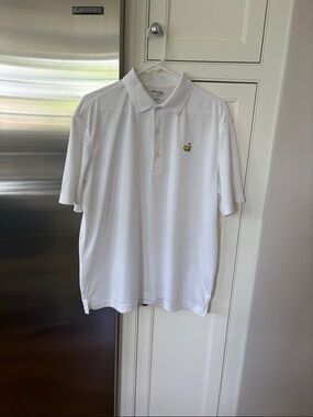White Short-Sleeve Polo- Masters Tech-large